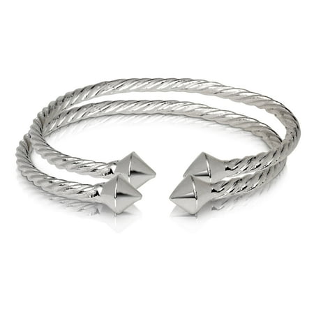 Better Jewelry THICK PYRAMID COILED ROPE WEST INDIAN BANGLES .925 STERLING SILVER (MADE IN USA) (PAIR)