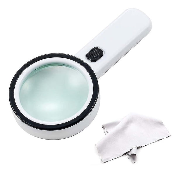 Lupa fuerte de mano alta 30x con 12 luces LED y ultravioleta