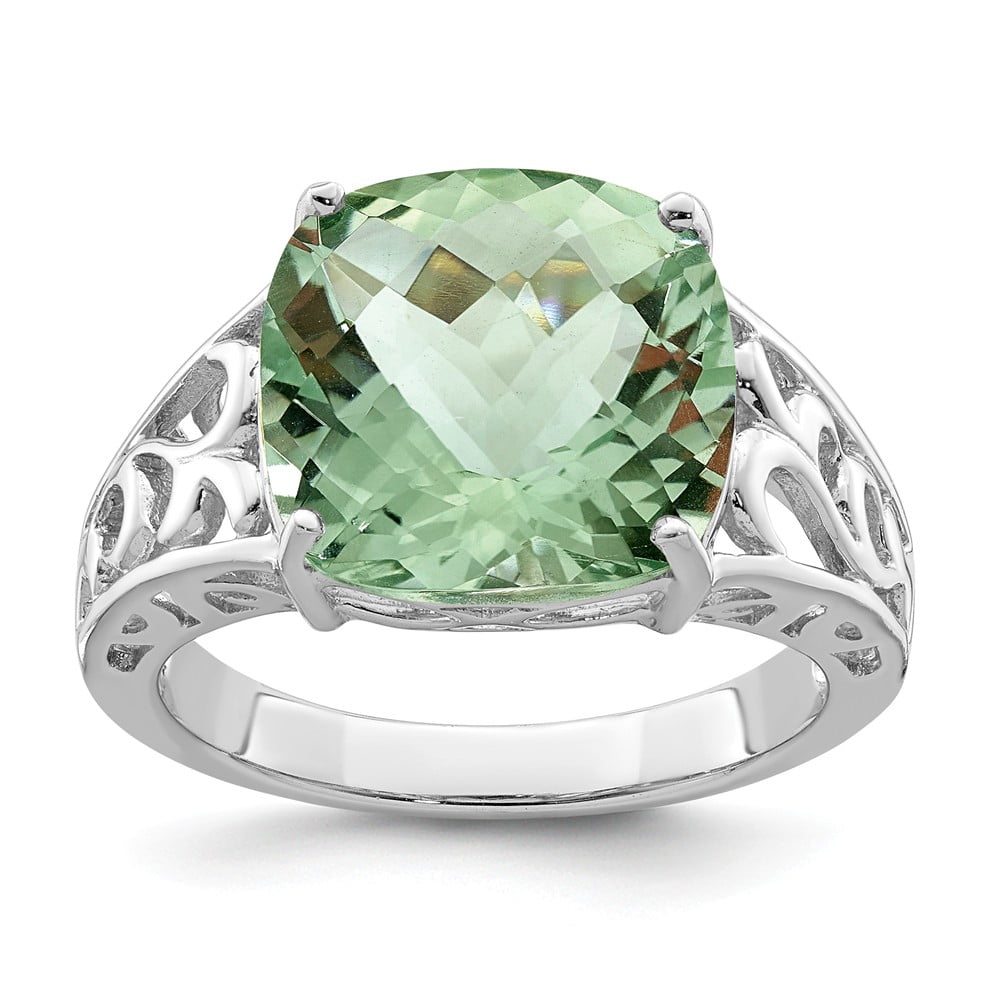 FB Jewels 1.13 Carat Genuine Peridot and White Topaz 925 Sterling Silver Birthstone Ring 
