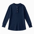 thumbnail image 5 of Sweaters for Women Zaewscy Women's Henley Neck Button Ribbed Knit Long Sleeve Loose Pullover Sweater Navy L, 5 of 8
