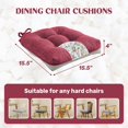 thumbnail image 2 of Chair Cushions for Dining Chairs, Tufted Memory Foam Chair Pads with Non-Slip Backing, Kitchen Seat Cushions with Ties, Washable Pads Set of 4, 15.5" x 15.5" x 4", Wine, 2 of 13
