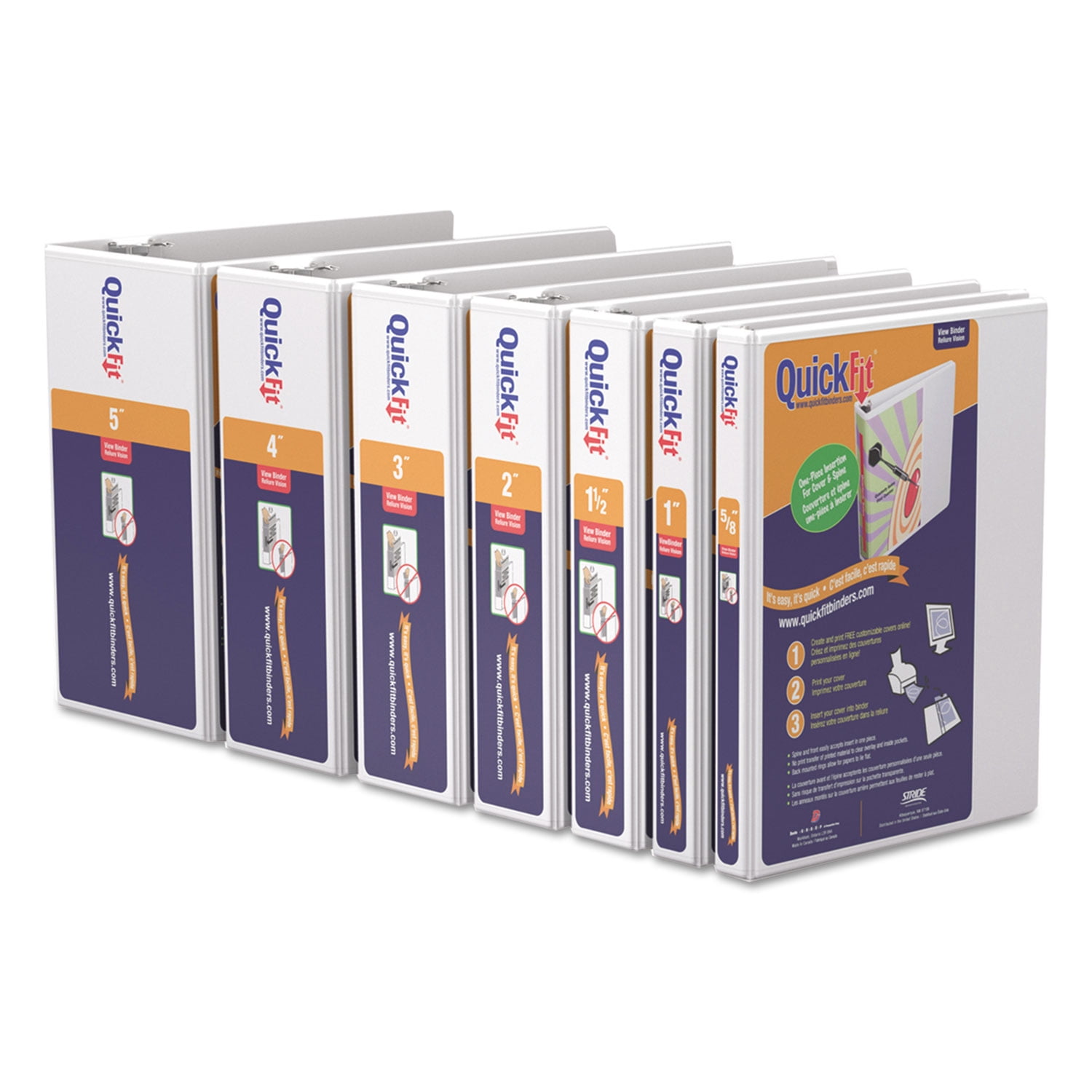 Stride Writing Quickfit D-ring View Binder, 3 Rings, 5" Capacity, 11 X 8.5, White