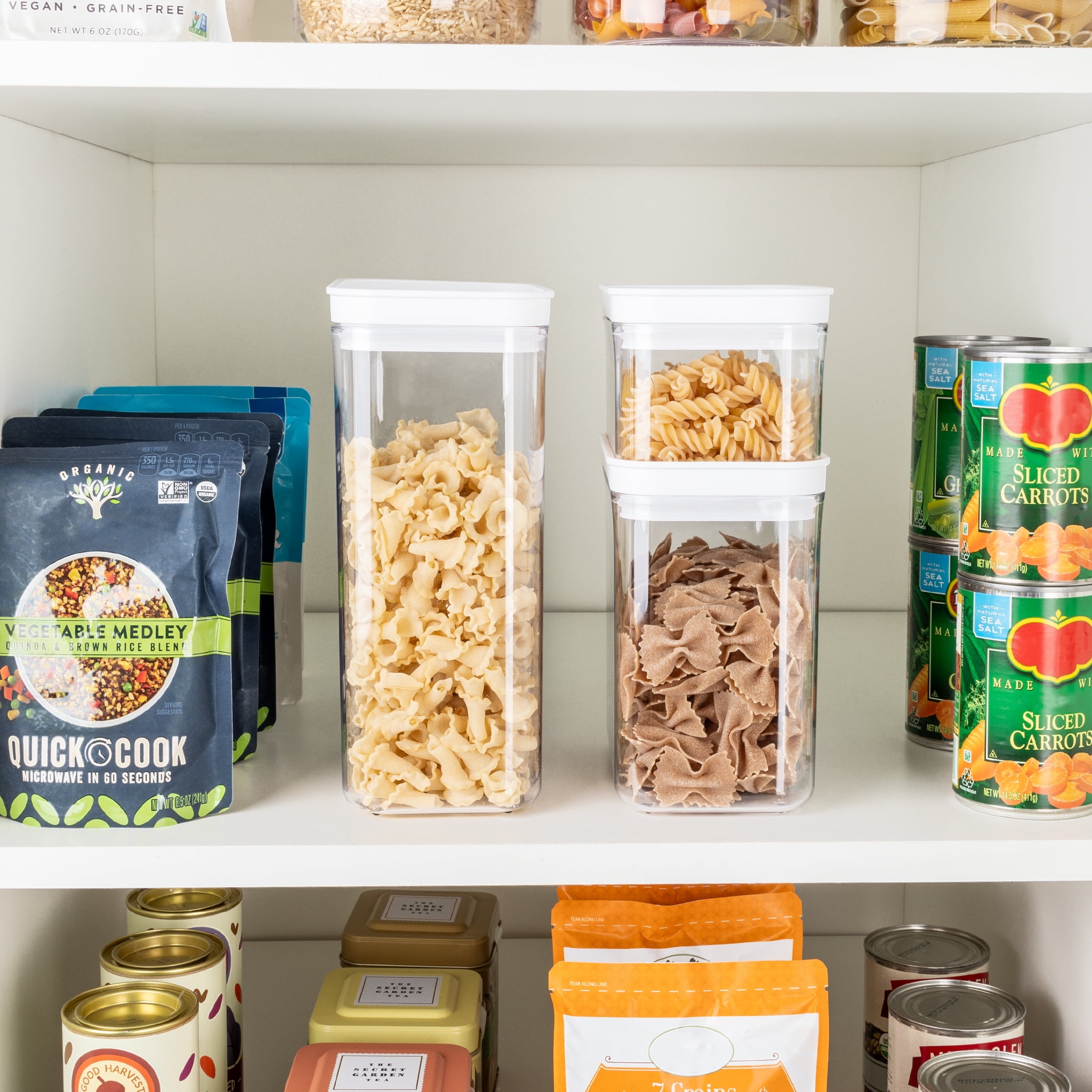 (2 pack) Mainstays Rectangular Plastic Food Storage Canister - Large - 6.61”W x 4.24”D x 9.8”H​