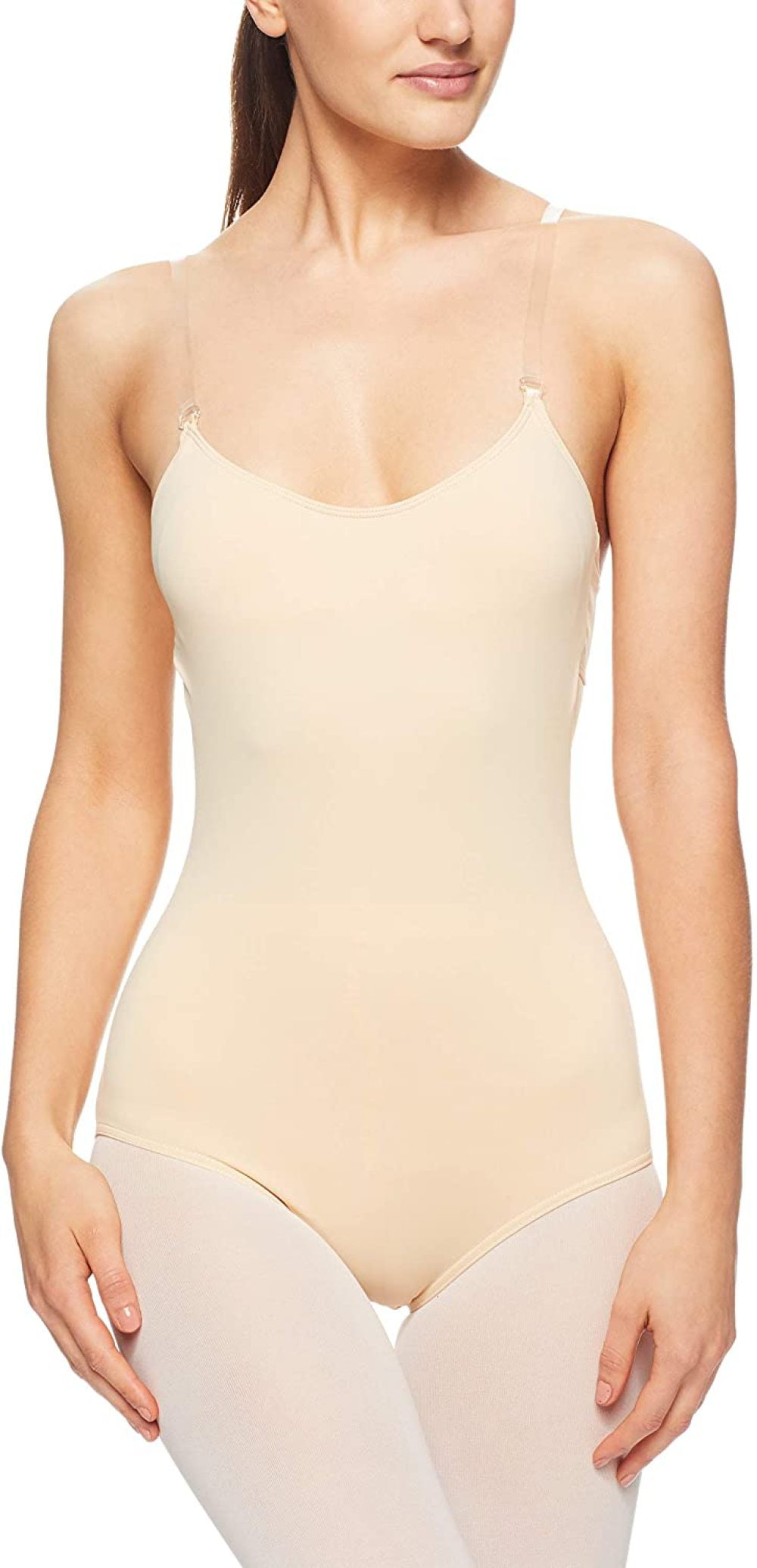 NEW Dance Leotard Camisole Clear Straps MOCHA Nude Underleo SKIN COLOR ALL SIZES 