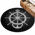 thumbnail image 2 of Round Area Rugs 4Ft, Nautical Anchor Non-Slip Washable Circle Rugs Carpet, Coastal Ocean Sea Chic Textured Black Indoor Outdoor Rug Floor Mats Throw Runner for Bedroom Living Room Bathroom, 2 of 8