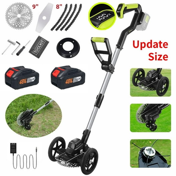 Paddsun Electric Weed Trimmer, 21V Weed Wacker Cordless Weed Whacker Grass Trimmer with Side Trimming Wheel Handhold Lawn Mower