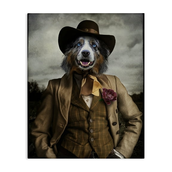 Stupell Industries Colonial Fashion Dog Animals & Insects Painting Gallery Wrapped Canvas Art Print Wall Art, 16 x 20