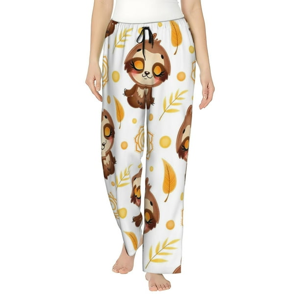 Balery Sloth Yoga Pantalones de pijama para mujer, pijamas ultraligeros, pantalones de estar por casa-Medium