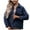 Navy, variant on IROINNID Women's Short Blouson Jacket Round Neckline Solid Color Long Sleeve Ladies Casual Neck Button Jacket Casual Coat Outwear, Navy