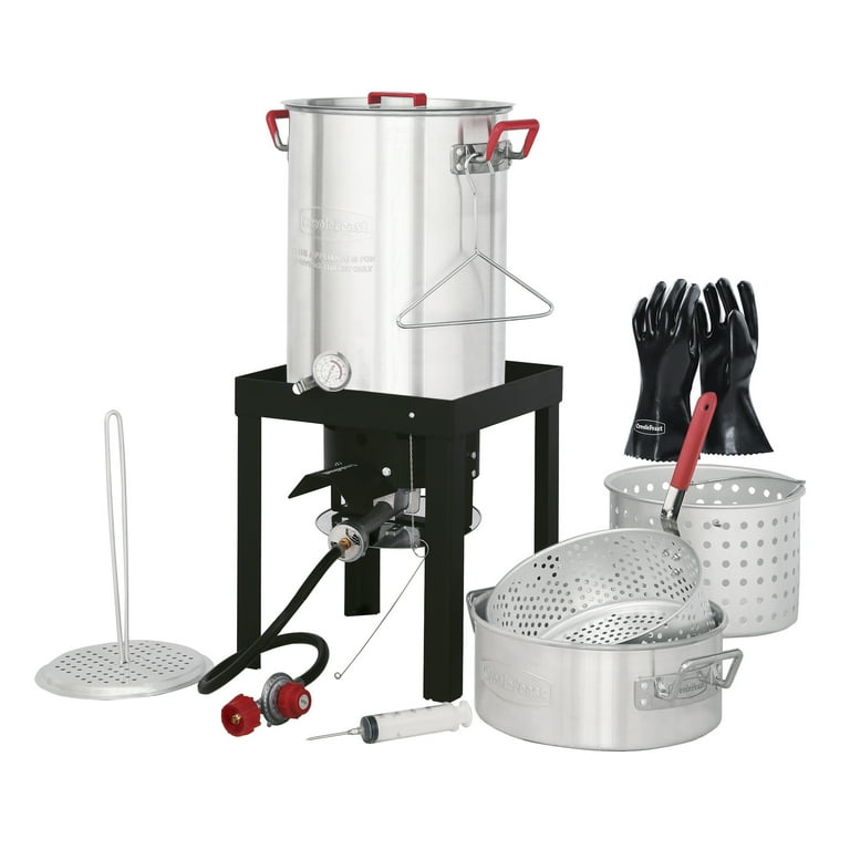 Creole Feast, Tfk-tg-3001,30 qt. Turkey and 10 qt. Fish Fryer Boiler Steamer Kit with High Heat-Resistant Gloves