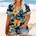 thumbnail image 2 of Enjoytime Short Sleeve Tops for Women Vintage Printed V-Neck Casual Tunic Summer Plus Size Fashion Shirt, 2 of 6