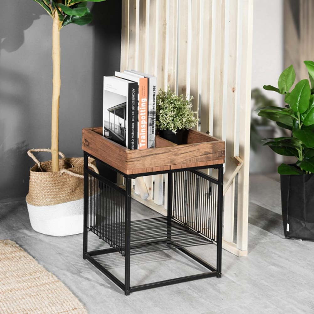 Topcobe End Table 2 Tier Side Table With Storage Shelf Small Tables Living Room Square Coffee Table Nightstand Metal Frame Bedside Table Multipurpose For Home Office Living Room Bedroom Walmart Canada