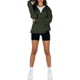 thumbnail image 1 of Women's Casual Hooded Jacket Long Sleeve Zip Up Solid Color Outwear with Pockets Fall Sweatshirt, 1 of 9