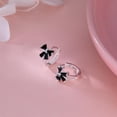 thumbnail image 5 of Solid 925 Sterling Silver Bow Hoop Earrings Huggie for Women Teens Black CZ Bowknot Hoop Earrings Ribbon Cartilage Huggie, 5 of 11