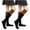 Black / Bright Orange, variant on Women's Triple Striped Knee High Tube Cotton Socks, Black Purple, 9-11, 2 Pairs