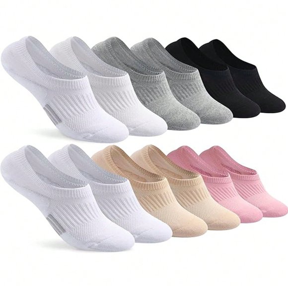 DEELLEEO 6 Pairs/Pack Women Casual Sports Ankle Socks Without Sleeves