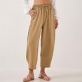 thumbnail image 2 of Audhol Casual Pants for Women Women's Summer High Waisted Baggy Pants Casual Ankle Length Trouser Slacks with Pockets Comfy Pants Women Khaki S, 2 of 7