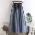 thumbnail image 4 of Tanhomme Tulle Skirts for Women Long Length Tutu Fairy Tiered Skirt A Line Mesh Elastic Waist Skirts Women's A Line Tulle Party Dinner Tutu Skirt Brown Stretchy High Waisted Flared Skirt, 4 of 4
