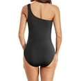 thumbnail image 5 of Gibobby One Shoulder One Piece Swimsuits for Women Tummy Control Modest Bathing Suits Full Coverage Slimming Swimwear Summer Beach Outfit(Dark Gray,L), 5 of 9