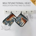 thumbnail image 3 of 2 PCS Oven Baking Gloves Set Heat Resistant Oven Mitt & Pot Holder Set Cooking Mitts Kitchen Home Supplies Cat by The Window, 3 of 5