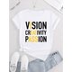 thumbnail image 2 of Women's Casual Letter Print T-Shirt - Comfy Crew Neck Short Sleeve, Stretchy Polyester Blend, Machine Washable - Perfect for Summer & Casual Attire, 2 of 6