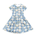 thumbnail image 3 of yuCgh Girls Easter Party Dress, Short Sleeve Summer Dress with Pocket & Floral Print, Lightweight Casual Easter Dress for Children,Blue 110, 3 of 5