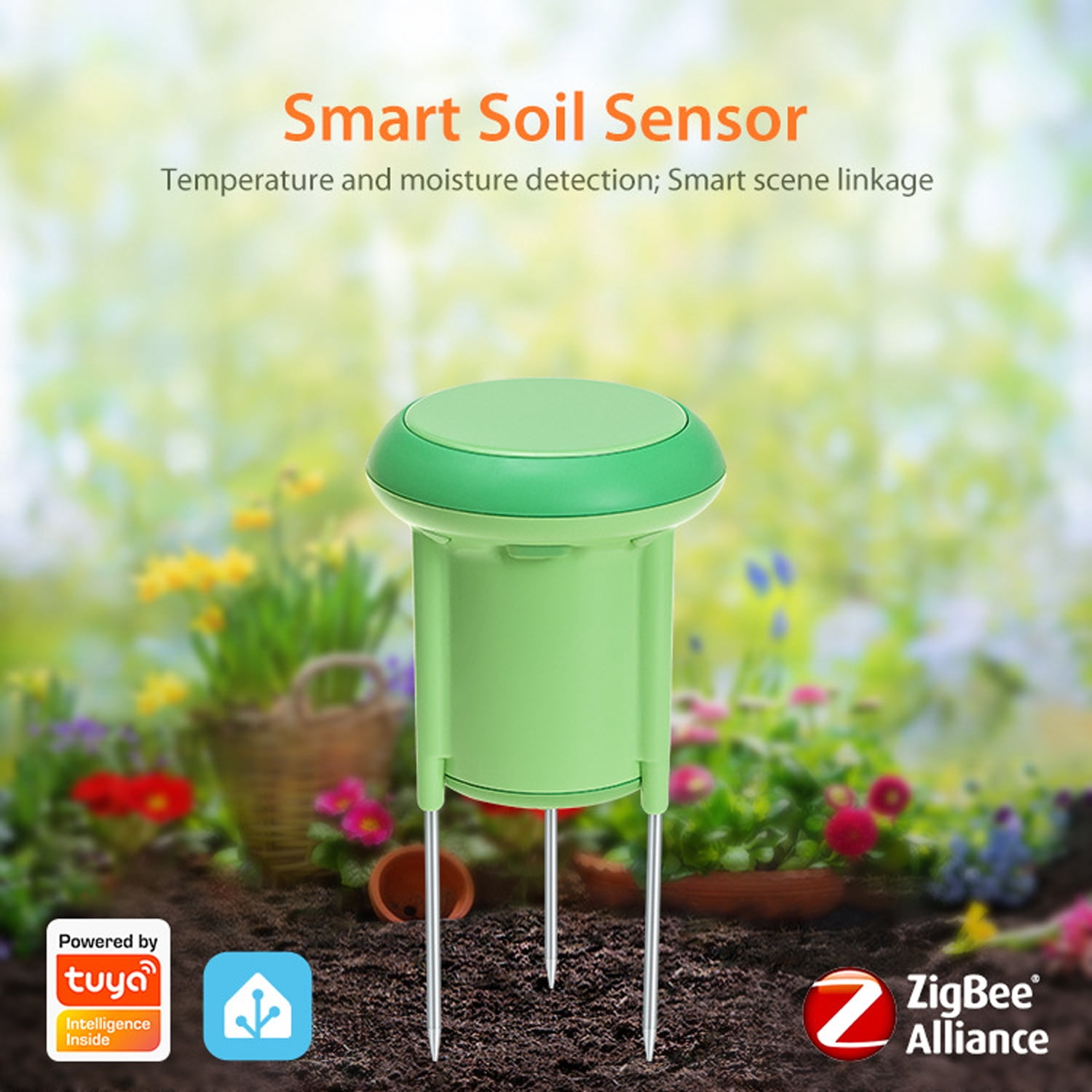 ZigBee 3.0 Soil Moisture & Temperature Sensor Meter, 4-in-1 Soil Moisture Meter, Wireless Transmission, Remote Monitoring, for Greenhouses, Gardens,Home Assistant,Zigbee2MQTT