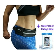 dimok Running Belt Waist Pack Waterproof Phone Case -  Water Resistant Runners Belt Fanny Pack for Hiking Fitness – Adjustable Running Pouch for Phones iPhone Android