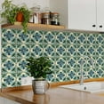 thumbnail image 2 of Mi Alma Flower Green Blue Tile Stickers - Removable Vinyl 4x4, 24 pcs, 2 of 13
