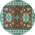 thumbnail image 1 of Ahgly Company Indoor Round Geometric Light Blue Traditional Area Rugs, 6' Round, 1 of 4