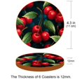 thumbnail image 3 of Cherry 6PCS Round Microfiber Leather Car Coasters, 11x11 cm/4.3x4.3 in - Set of 6 Drink Cup Holders for Car, Durable and Absorbent., 3 of 6