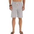 thumbnail image 3 of Iceglad Men's Linen Casual Classic Fit Short Drawstring Summer Beach Shorts, 3 of 7