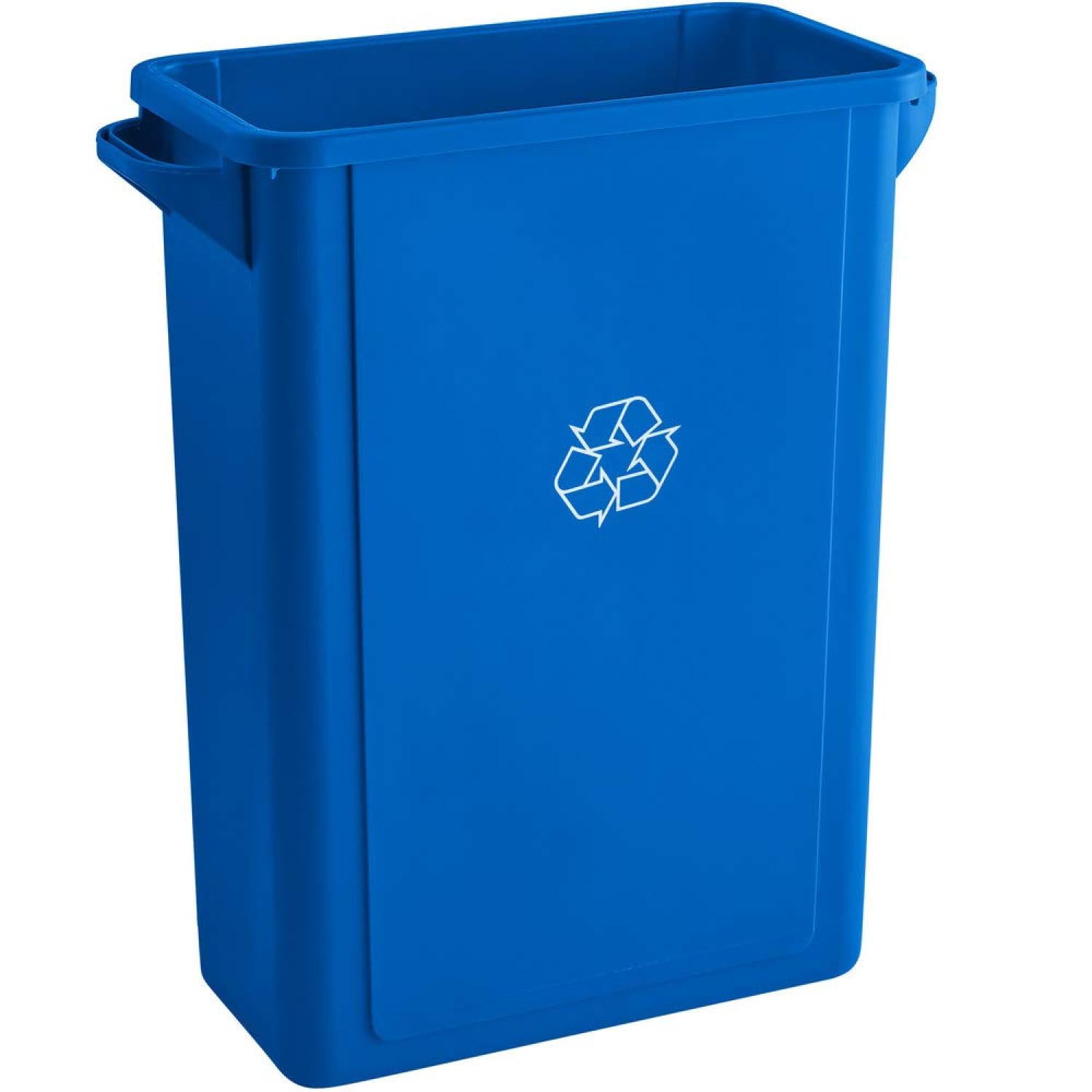 UlaREYoy 64 Qt. / 16 Gallon / 60 Liters Blue Slim Rectangular Recycle