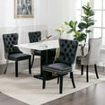 ODUSEDAILY Set of 4 Dining Chairs, Tufted Nailheads, Black PU & Gray