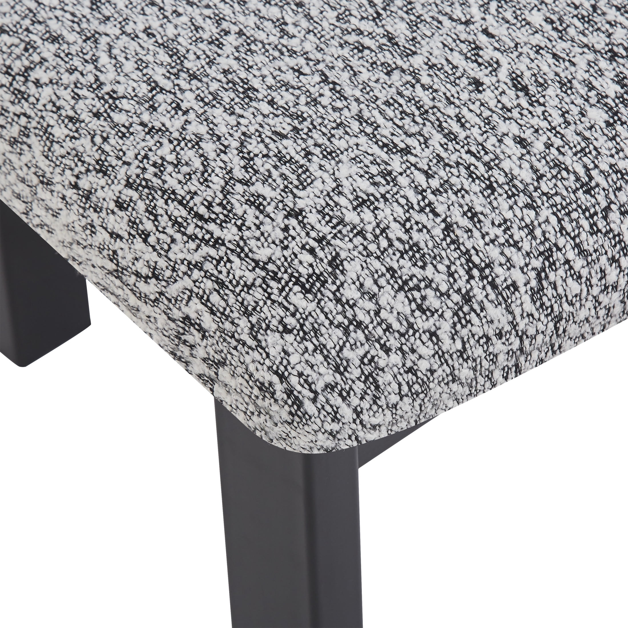 Simplicity Armless Dining Chairs with U-Shaped Seats & Metal Legs, White+Black, Set of 2