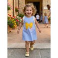 thumbnail image 4 of RUINIXCW Toddler Baby Girl Back to School Dress Kids Kindergarten Outfits Little Baby Girl Summer Tank Dress Overalls School Bow Apple Embroidery Sleeveless Striped A Line Dress, 4 of 9
