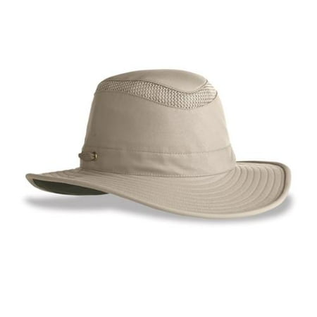 Tilley Size 7 3/8 or 23 1/8 in. Unisex LTM6 Broader Down-Sloping Brim UPF50+ AirFlo Hat, Khaki with Olive Underbrim
