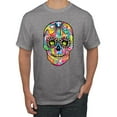 thumbnail image 1 of Wild Bobby Dean Russo Colorful Sugar Skull Streetwear Men Graphic Tee, Heather Grey, XX-Large, 1 of 5