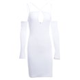 thumbnail image 1 of SAYOO Vestido ajustado de manga larga para mujer, correa de espagueti ahuecada Color sólido Cremallera trasera Fiesta de noche Club Boda de una sola pieza SAYOO S M L, 1 of 10