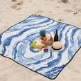thumbnail image 5 of Waves Blue White Line Beach Blanket Outdoor Picnic Blanket 78"x 78" Waterproof Foldable for Beach Camping Travel Hiking Grass Lawn Park, 5 of 5