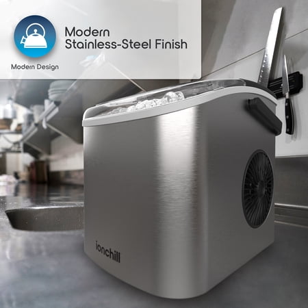 Ionchill Quick Cube Ice Machine, 26lbs/24hrs Portable Countertop Bullet Cubed Ice Maker