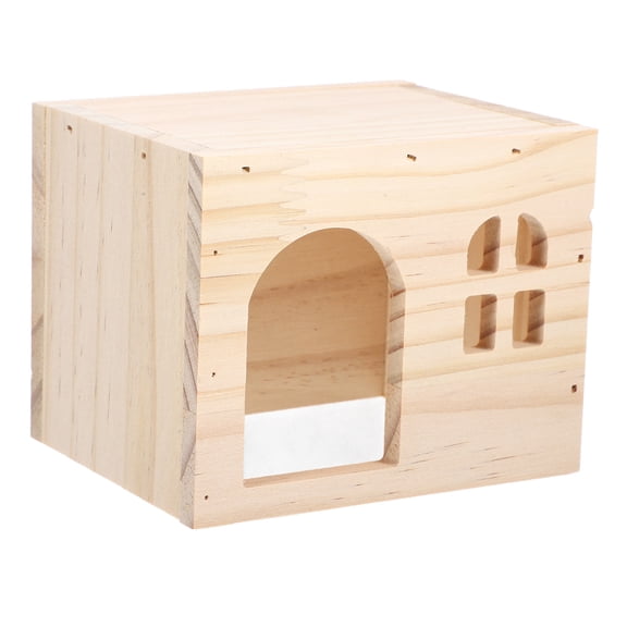 Toyvian Wooden Hamster Tunnel Hideout Multi Chamber House Safe Small Pet Shelter