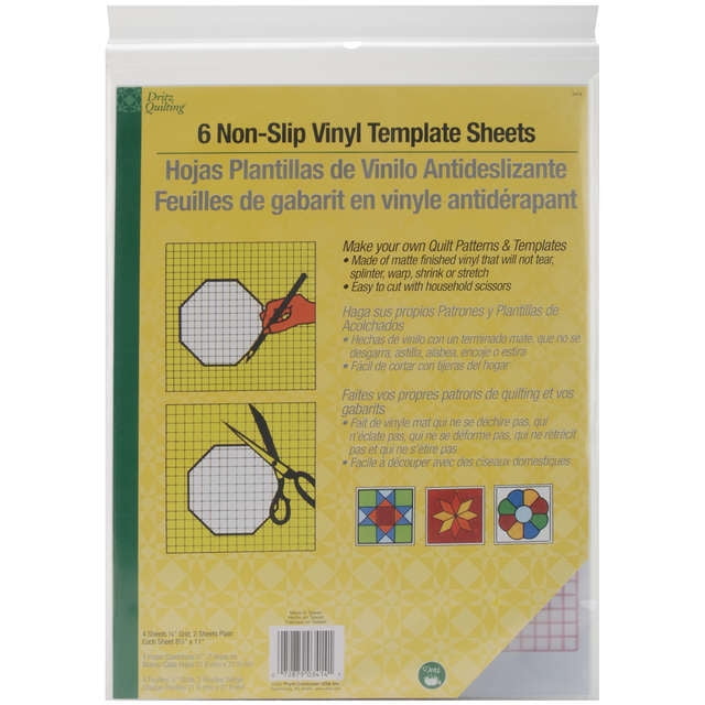 dritz quilting non slip vinyl template sheets 8 1 2 x11 6 pkg