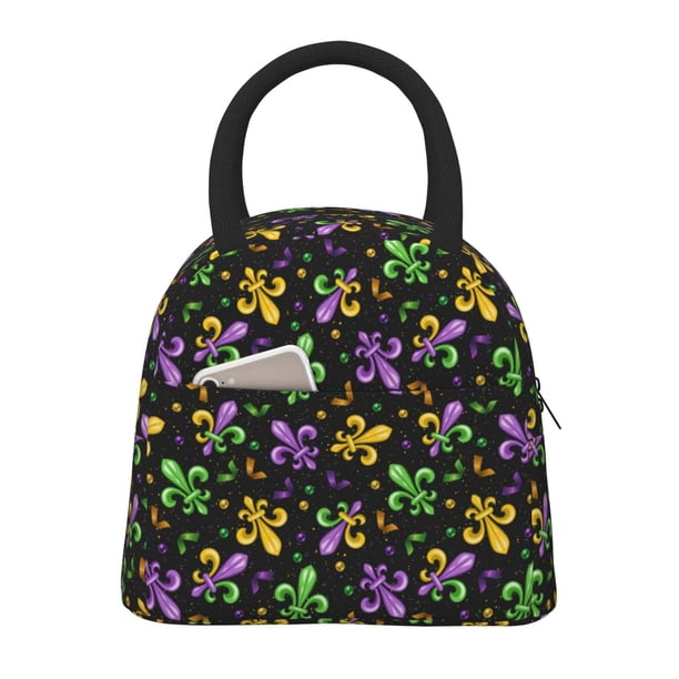 Easygdp Mardi Gras Carnival4 Bolsa de Almuerzo Insulada Grande, Forro de Aluminio, Diseño Espacioso, a Prueba de Fugas, Ideal para Trabajo, Picnics, Viajes y Actividades al Aire Libre