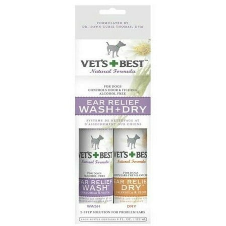 Dog Ear Relief 2 Steps Wash & Dry Combo Kit Soothing Chamomile No Scratching