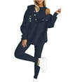 thumbnail image 3 of THDHVS Workout Sets for Women,Matching Sets Women Clothing,Womens 3 Pc Outfits Lounge Hoodie Sweatsuit Sets Oversized Sweatshirt Baggy Fall Fashion Sweatpants with Pockets Blue 2XL, 3 of 5