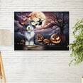 thumbnail image 2 of Spooky Halloween Night Witch Old English Sheepdog Glowing Pumpkins Horizontal Matte Canvas Poster Dog Lover Wall Art Home Decor - 12015, 2 of 5