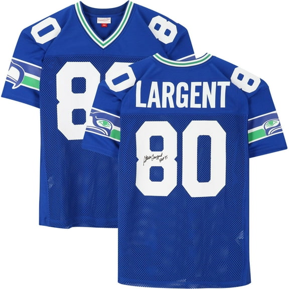 Steve Largent Seattle Seahawks Autographed Blue Authentic Mitchell & Ness Jersey with "HOF 95" Inscription - Fanatics Authentic Certified