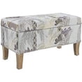 thumbnail image 2 of Linon Stephanie Leaf Print Wood Upholstered Storage Ottoman in Gray, 2 of 9