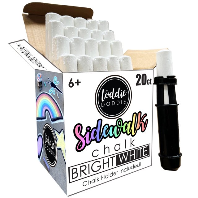 Cubo Sidewalk Chalk Loddie Doddie Jumbo, blanco, 20 unidades